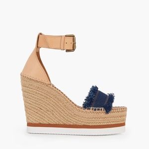 See by Chloé Glyn Platform Wedge Sandals in Navy